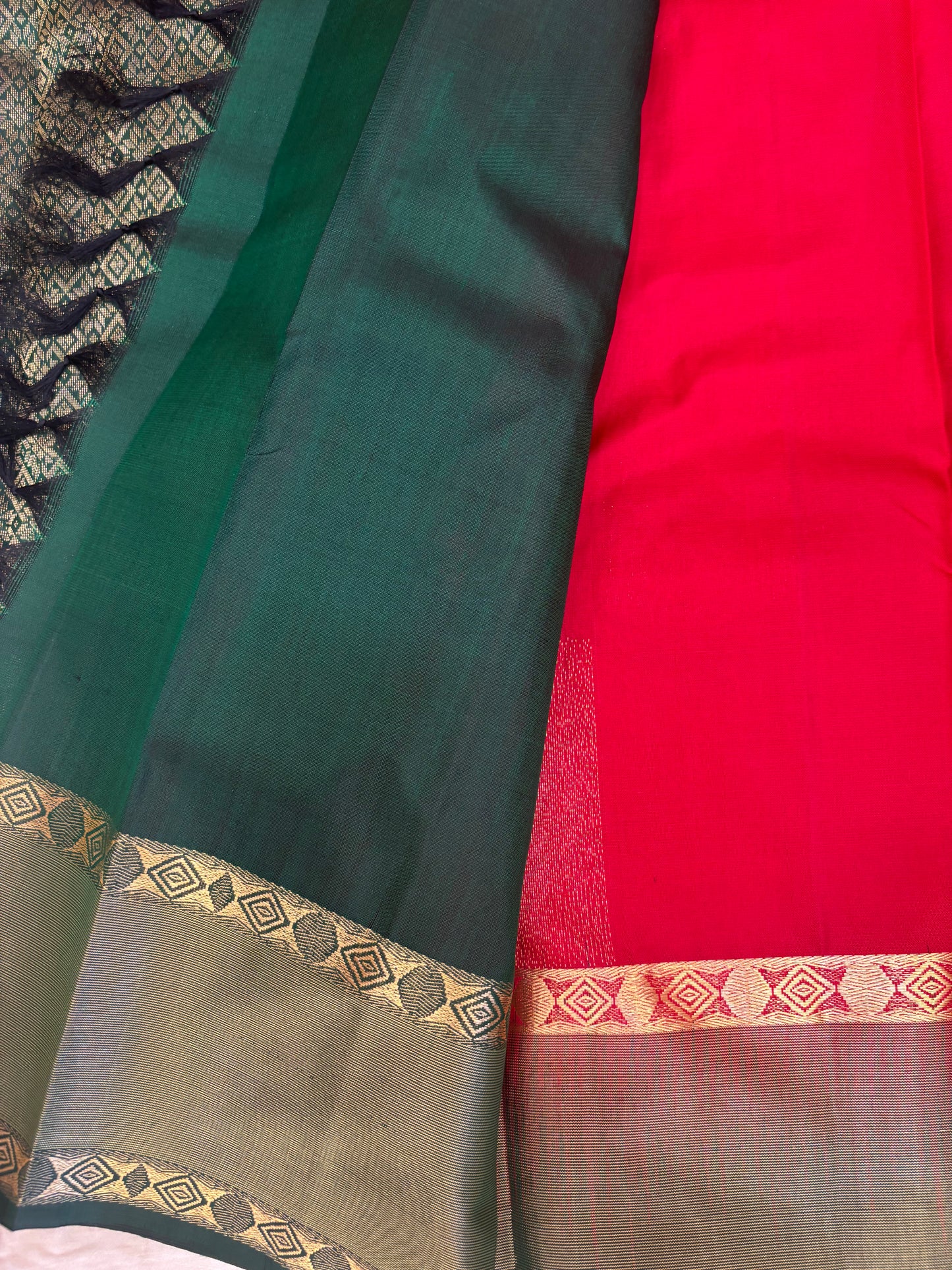 Supriya red & bottle green softsilk saree - Pure silk saree-set11