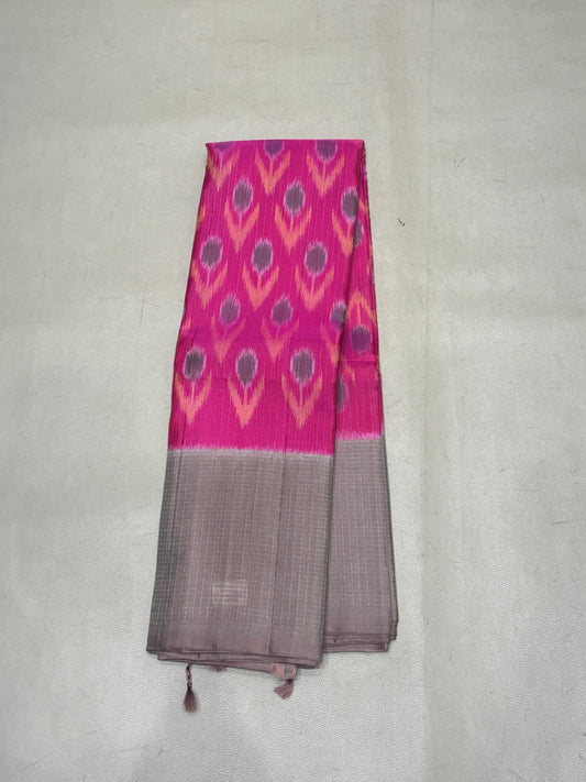 Thannu Pochampally pink softsilk saree - Pure silk saree