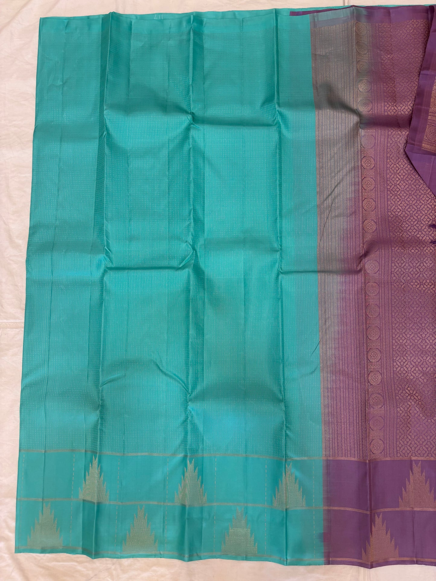 Devasena sea green & lavender handloom softsilk saree - Pure silk saree-AK1110