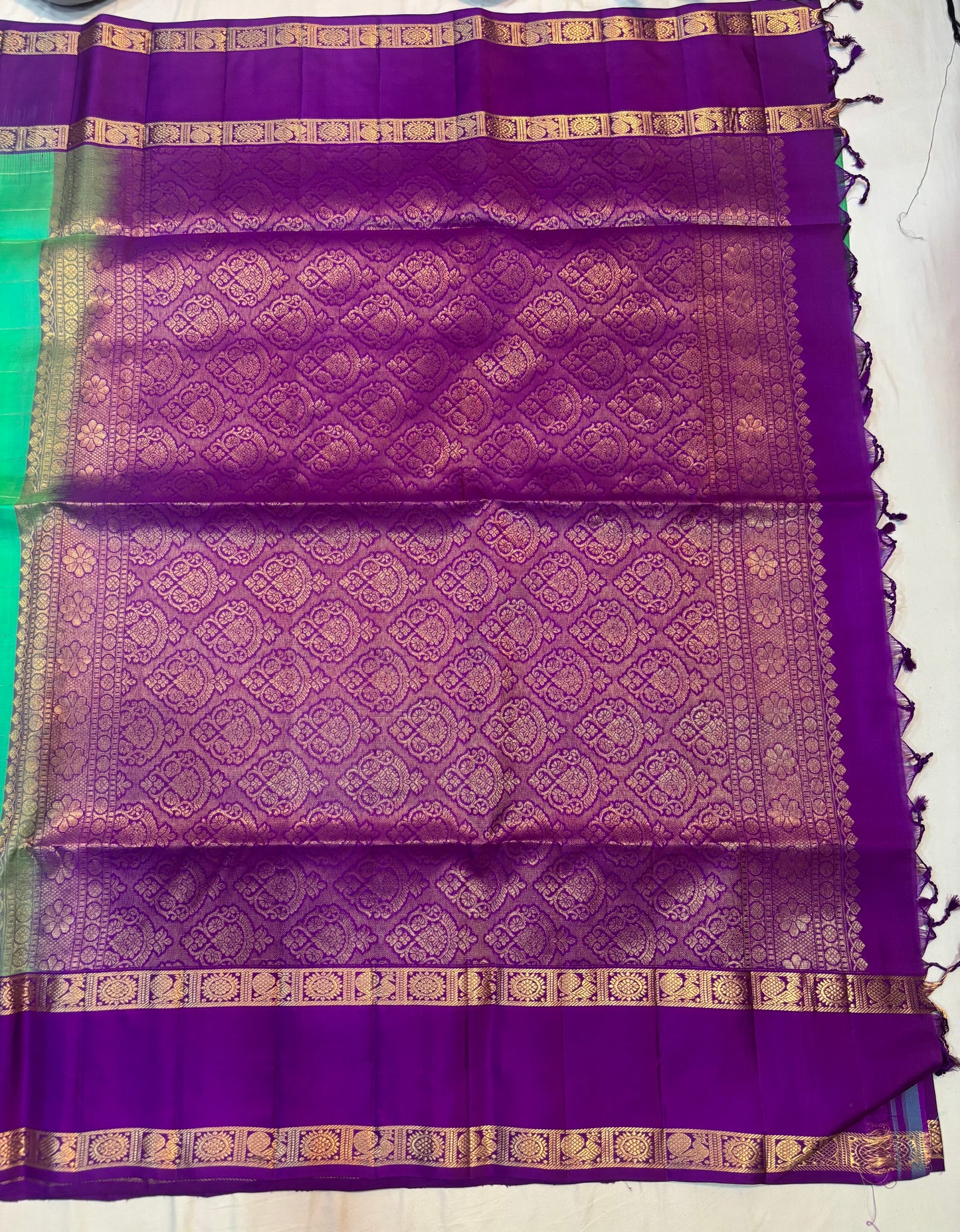 Sangavi green & purple handloom softsilk saree - Pure silk saree