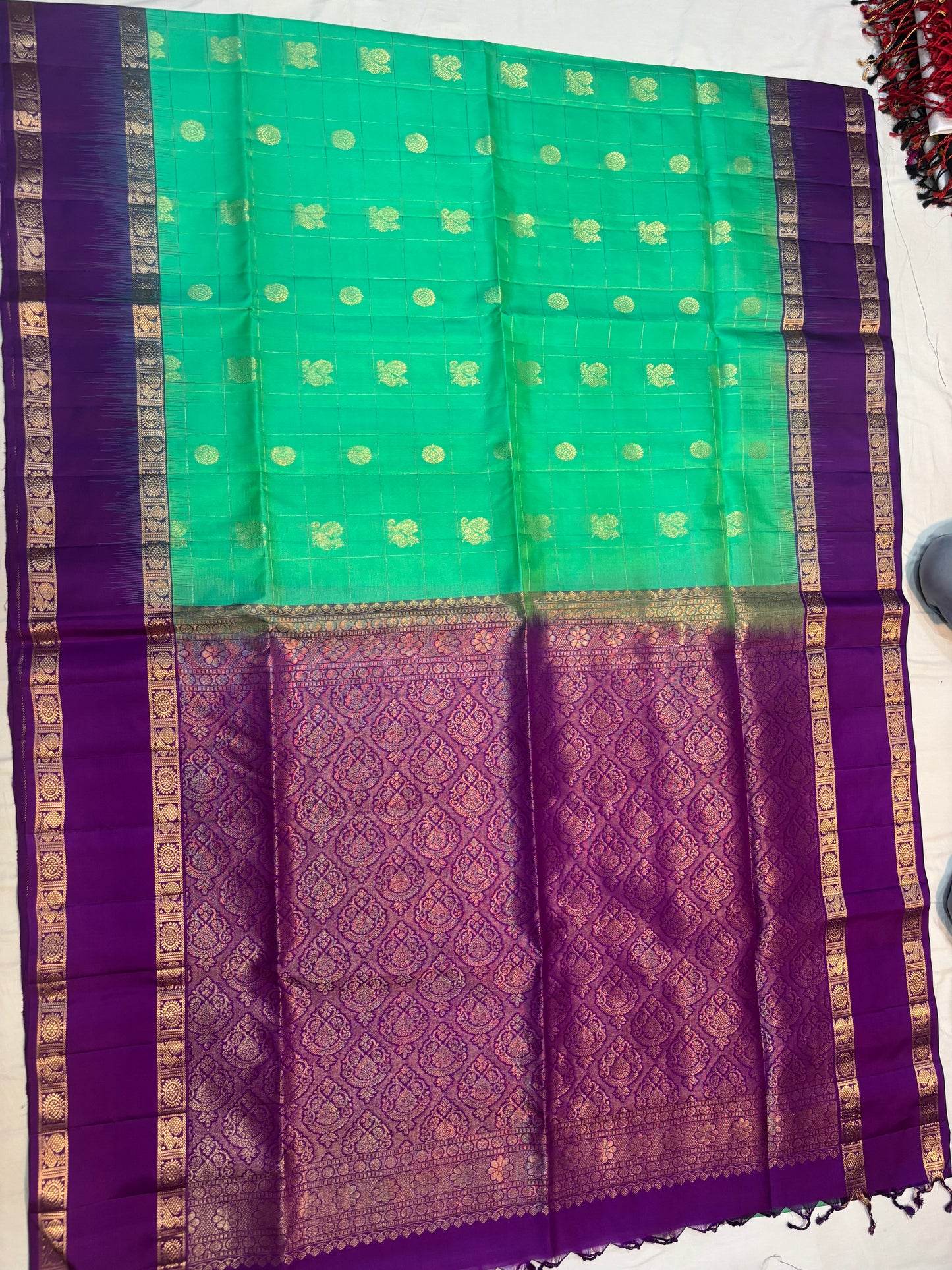 Sangavi green & purple handloom softsilk saree - Pure silk saree