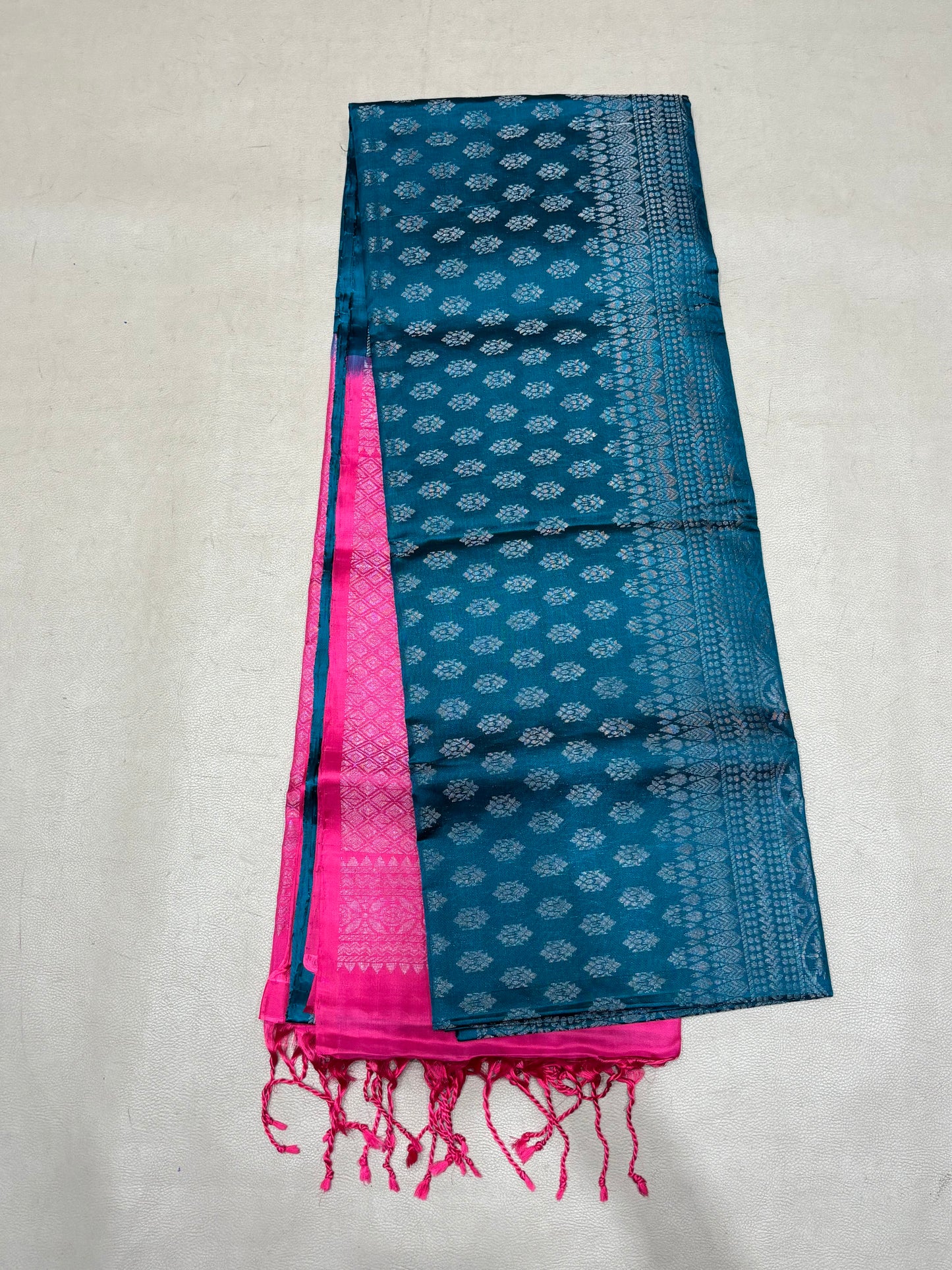 Vairam teal blue bridal brocade softsilk saree - Pure silk saree