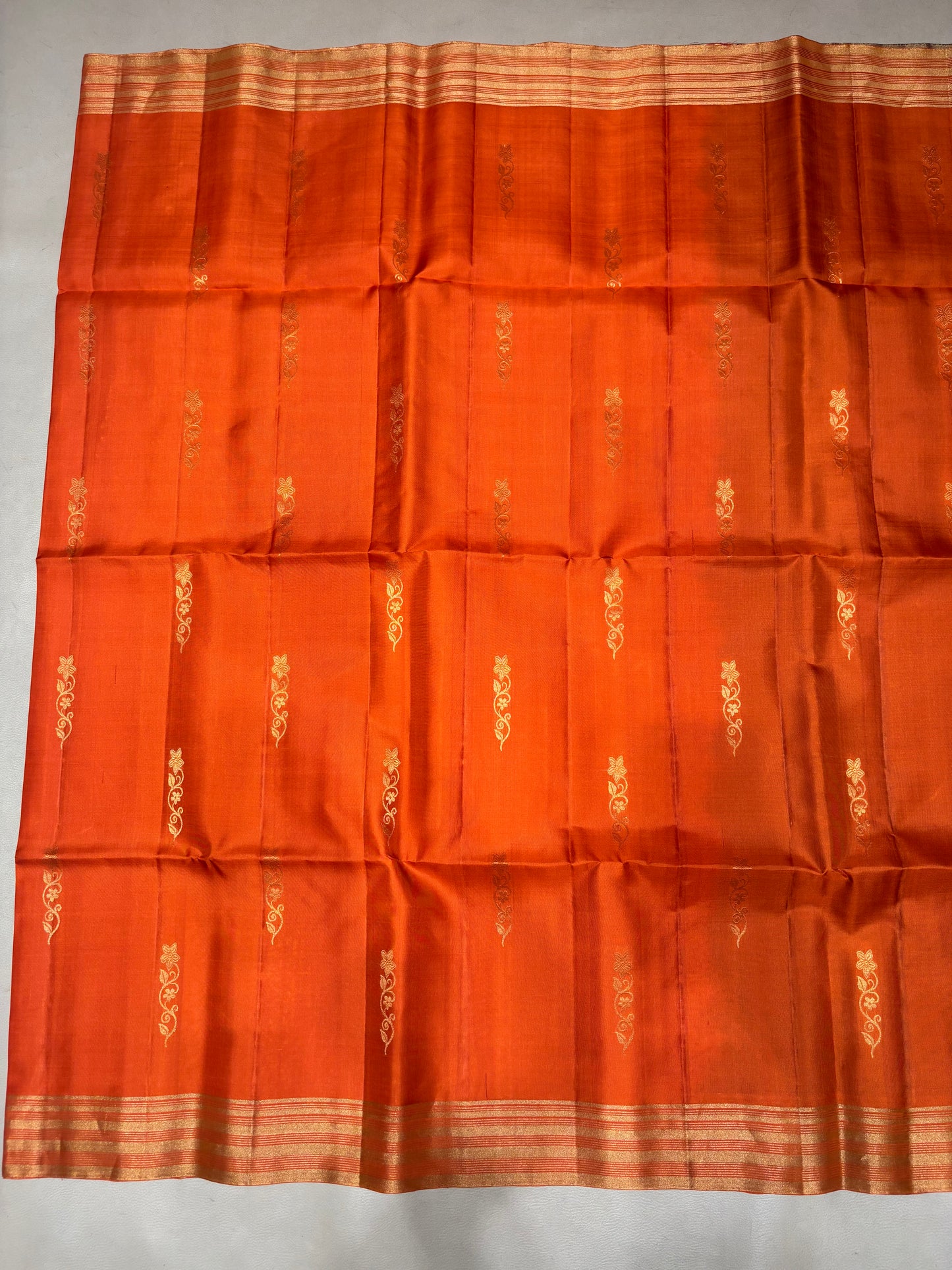 Ponvalli orange & dark brown handloom softsilk saree - Pure silk saree-AK1117