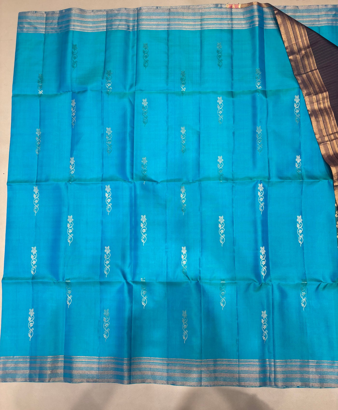 Ponvalli blue handloom softsilk saree - Pure silk saree-AK1113