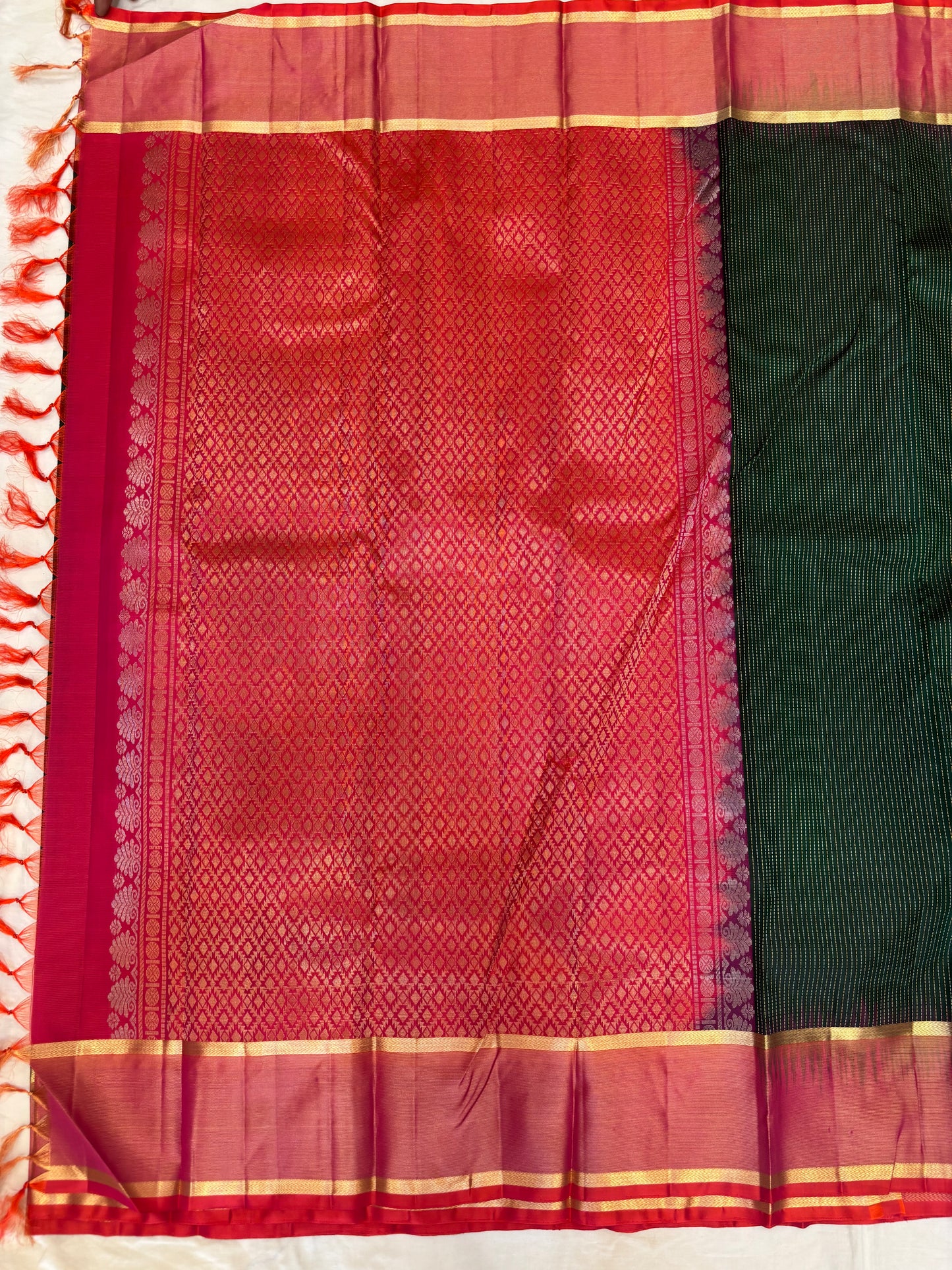 Thirumagal bottle green handloom softsilk saree - Pure silk saree-AK1109