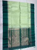 Leelavathi green handloom softsilk saree - Pure silk saree- contrast color
