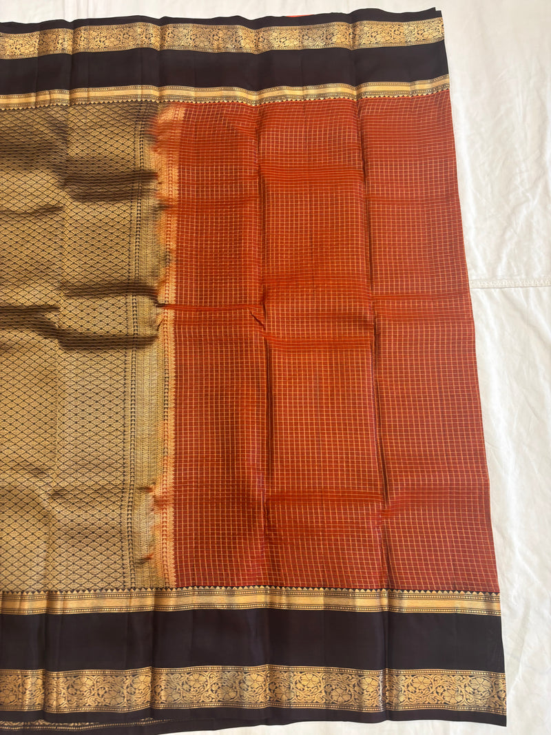 Bhavani rust orange softsilk saree - Pure silk saree
