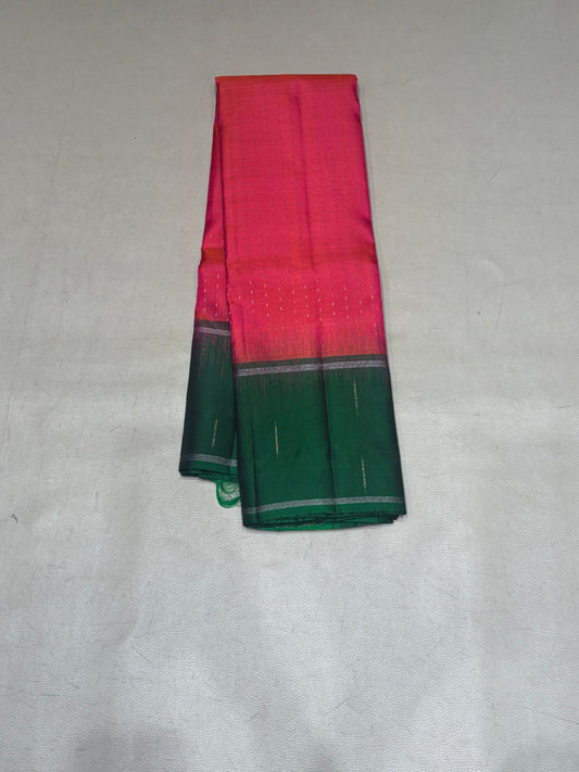 Melinam pink & green handloom softsilk saree - Pure silk saree