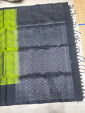 Darika green & black handloom softsilk saree - Pure silk saree