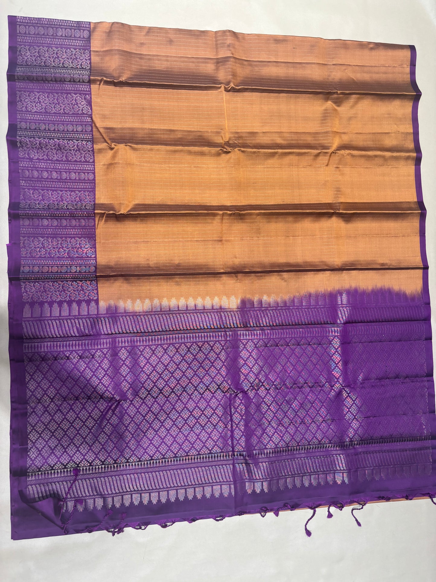 Tanvi rust & purple Vaira oosi handloom softsilk saree - Pure silk saree-set15