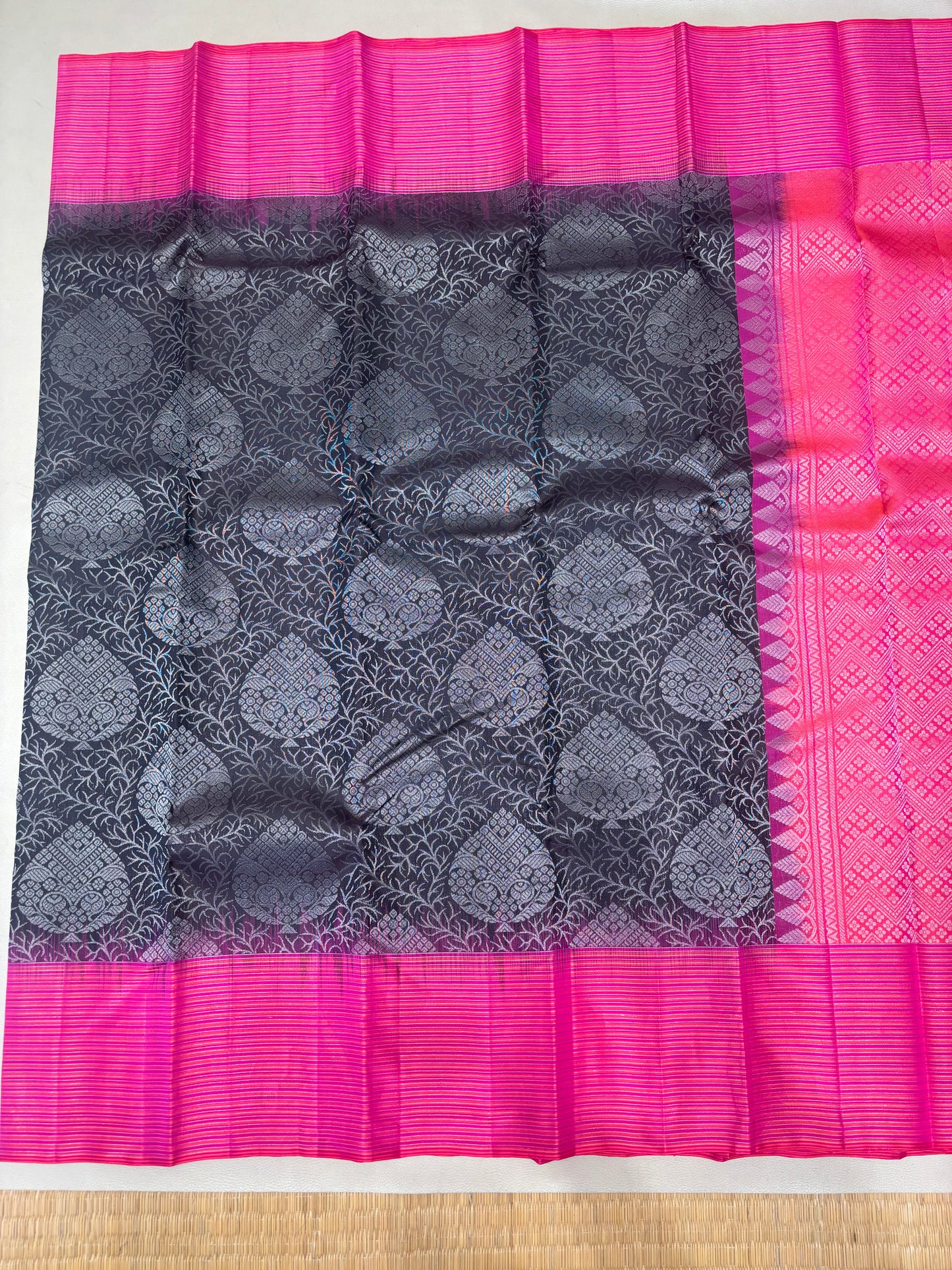Tharvya handloom softsilk saree - Pure silk saree - all self contrast- ASC1101