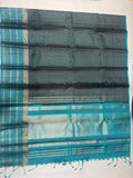 Ranjani micro checked bottle green handloom softsilk saree - Pure silk saree