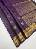 Shanmathi dark violet color body , pallu,blouse - Pure silk saree