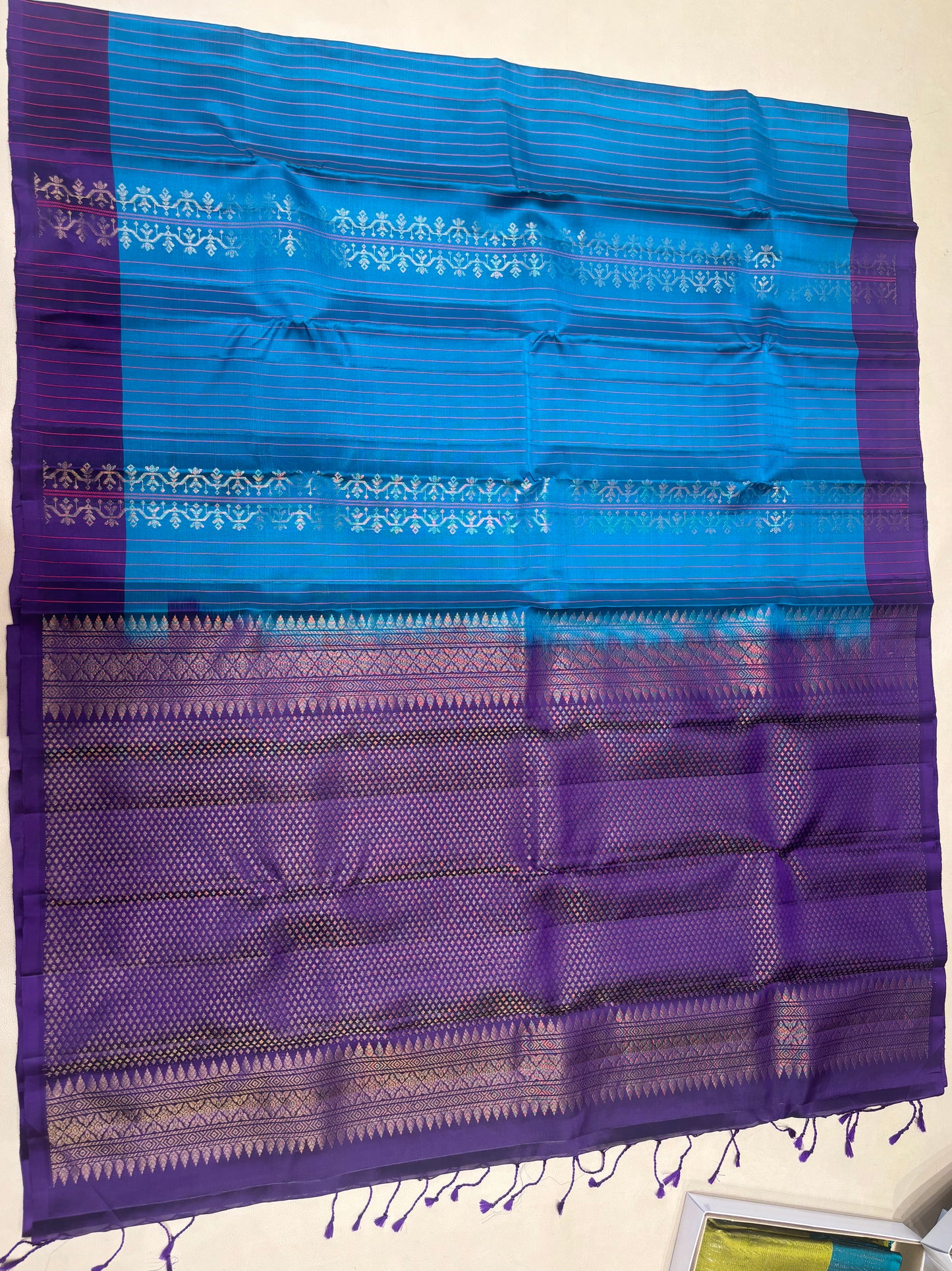 Iranya blue pure mix softsilk saree
