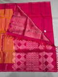 Hridya orange handloom softsilk saree - Pure silk saree