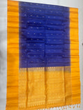 Leelavathi blue & yellow handloom softsilk saree - Pure silk saree-AB101