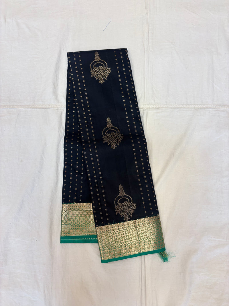 Urvi black handloom softsilk saree - Pure silk saree
