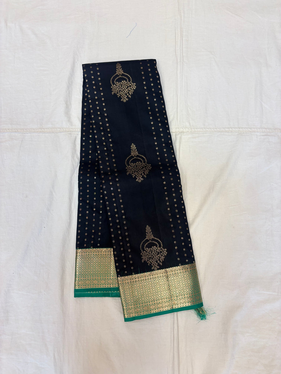 Urvi black handloom softsilk saree - Pure silk saree