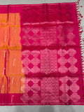 Hridya orange handloom softsilk saree - Pure silk saree