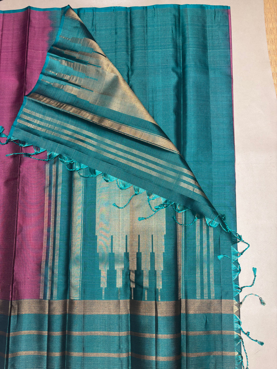 Ranjani pink & green micro checked softsilk saree - Pure silk saree-AK1118