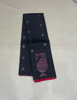 Vaeru black & red handloom softsilk saree - Pure silk saree