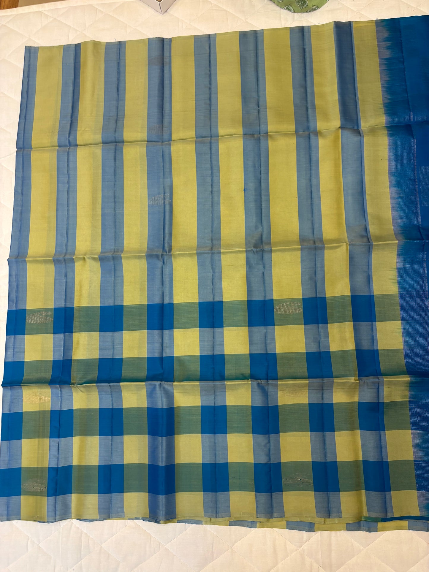 Kattam blue handloom softsilk saree - Pure silk saree-AK1111