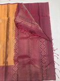 Vaidoori gold & maroon handloom softsilk saree - Vaira oosi design - Pure silk saree