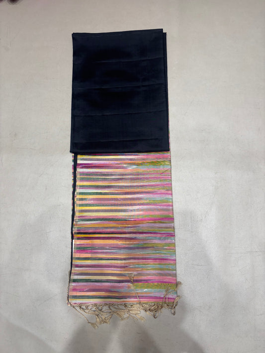 Karunya Black & multicolor handloom softsilk saree - Pure silk saree