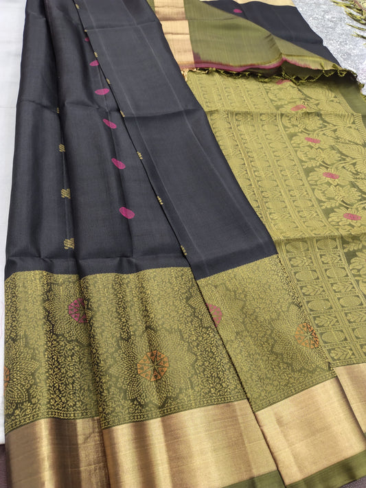 Karunguzhali handloom softsilk saree - Pure silk saree- AK1103