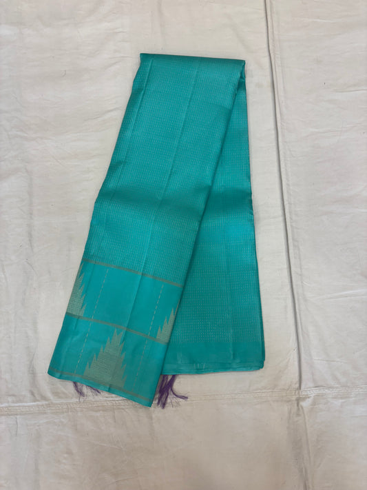 Devasena sea green & lavender handloom softsilk saree - Pure silk saree-AK1110