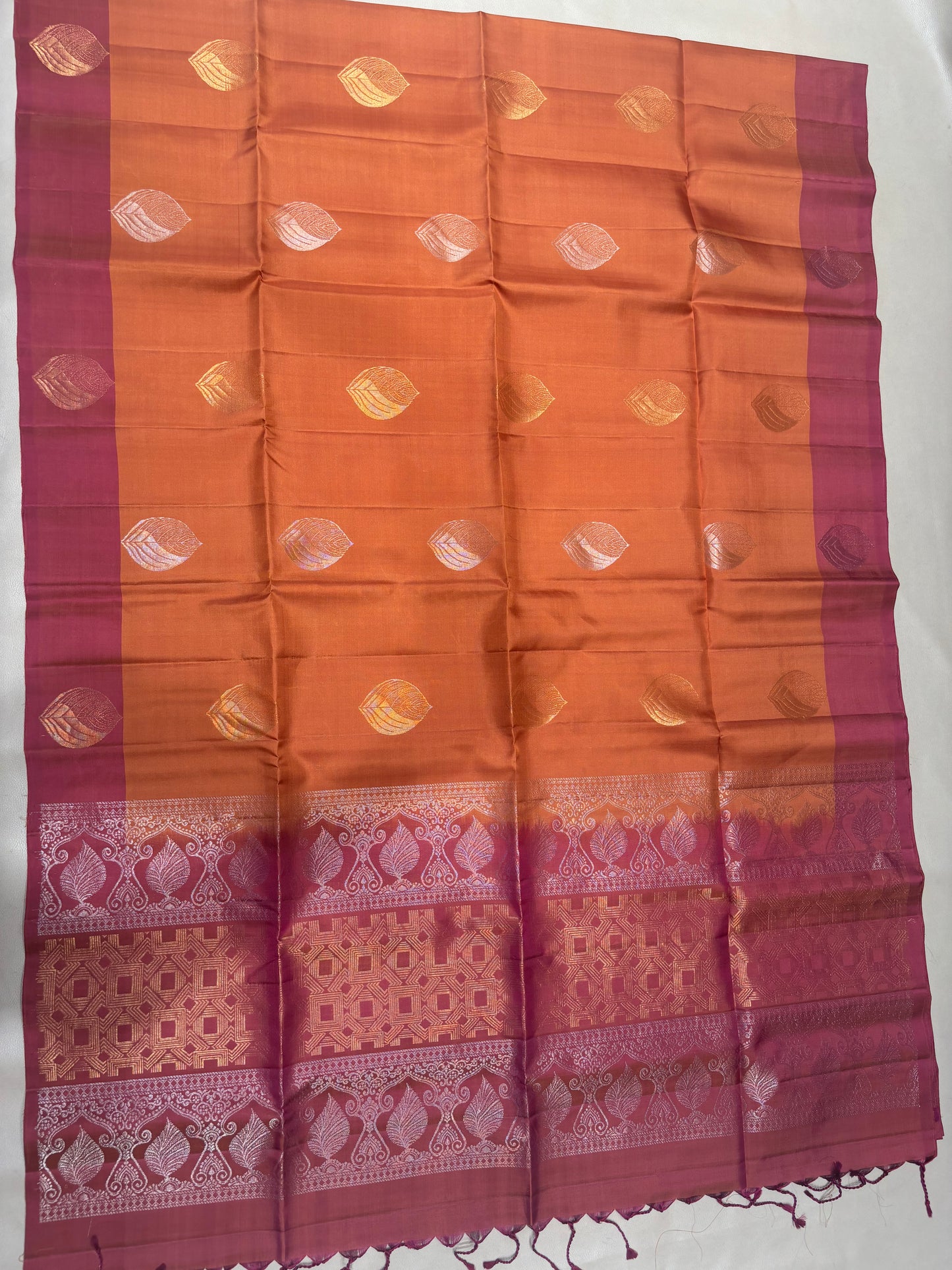 Saranam rust orange handloom softsilk saree - Pure silk saree-set14