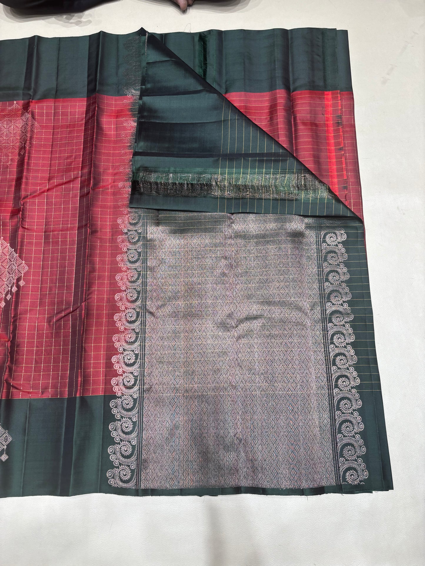 Thanima maroon and green softsilk saree - Pure silk saree