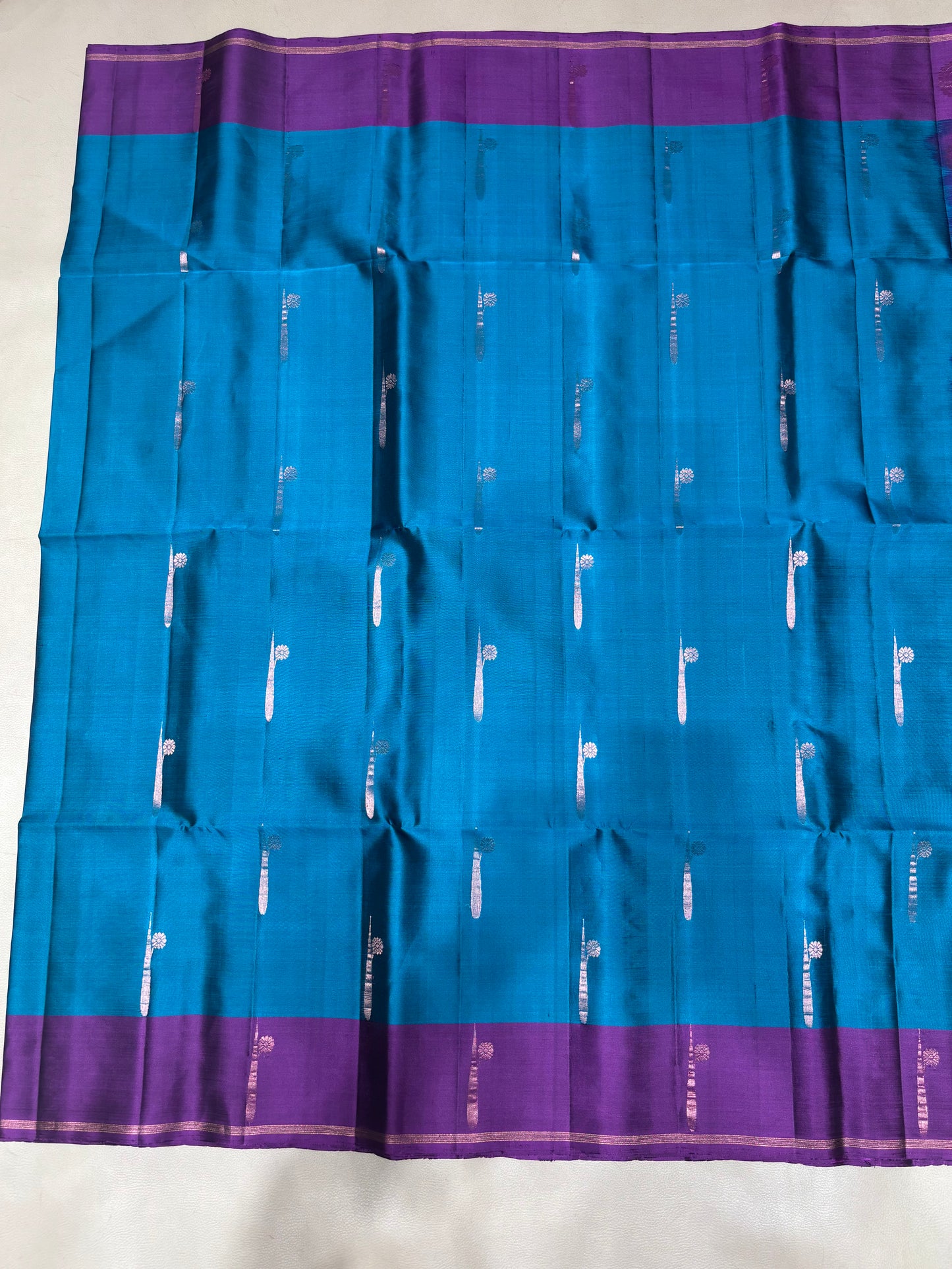 Thenkodi blue & purple handloom softsilk saree - Pure silk saree-AK1117