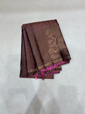 Charvitha biscuit brown handloom softsilk saree - Pure silk saree