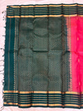 Suhitha pink & bottle green handloom softsilk saree- Pure silk saree-AK1110-AV101