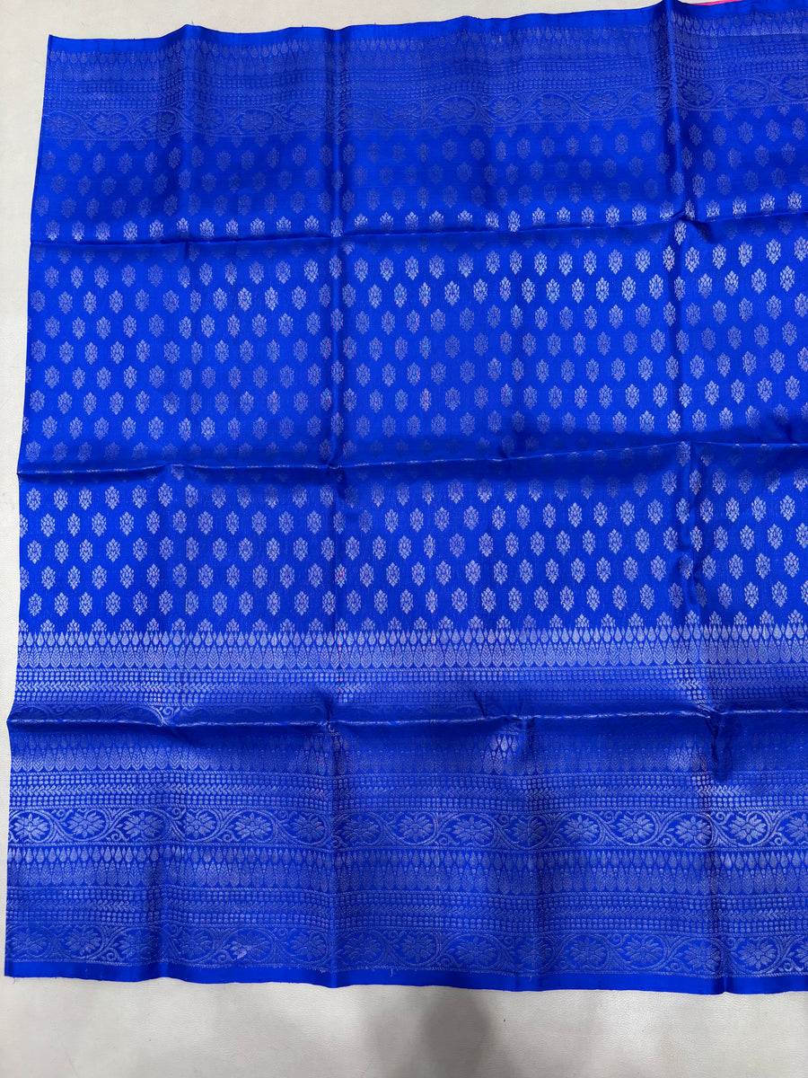 Vairam blue & pink bridal brocade softsilk saree - Pure silk saree