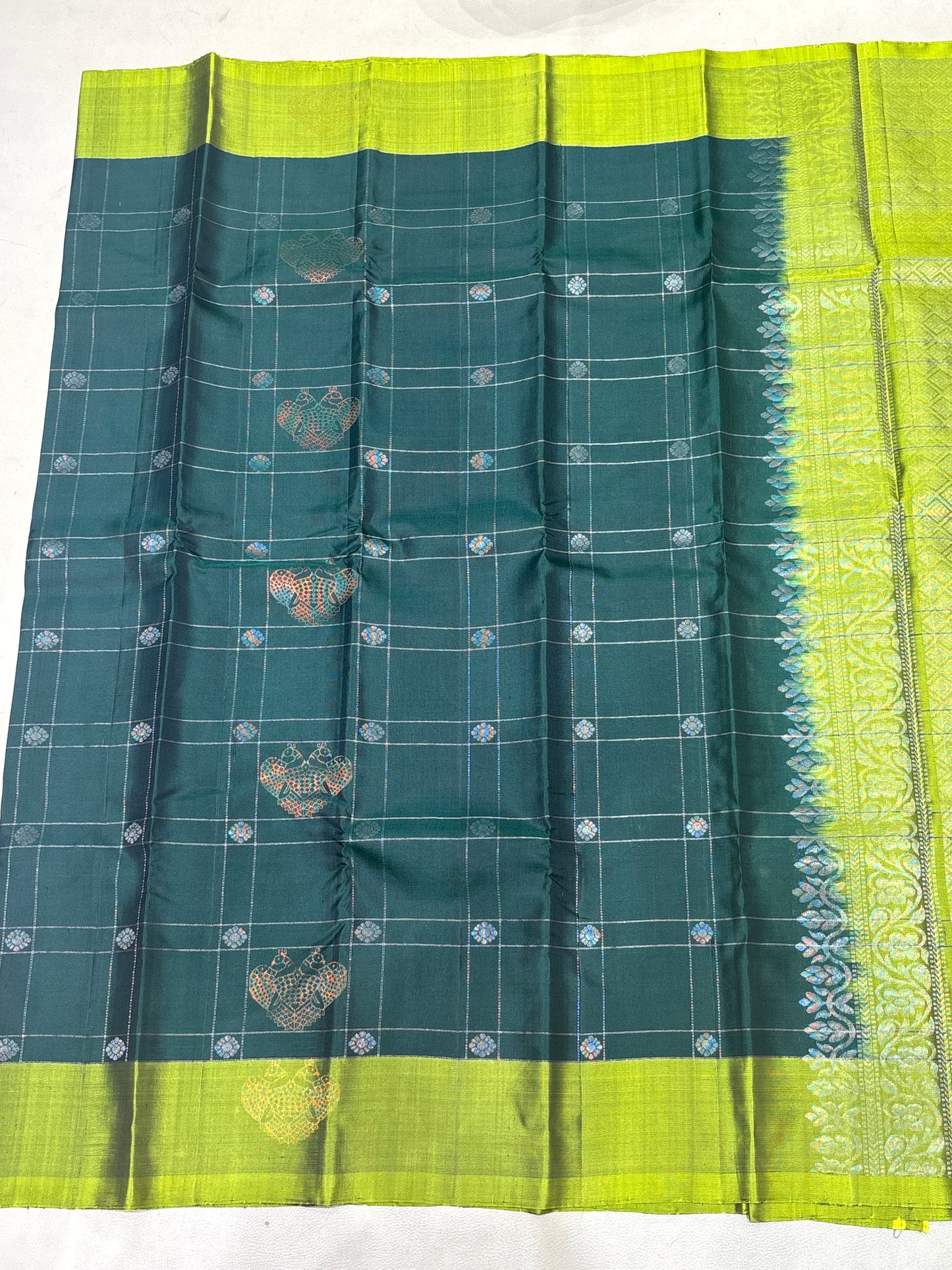 Satvik bottle green handloom softsilk saree - Pure silk saree