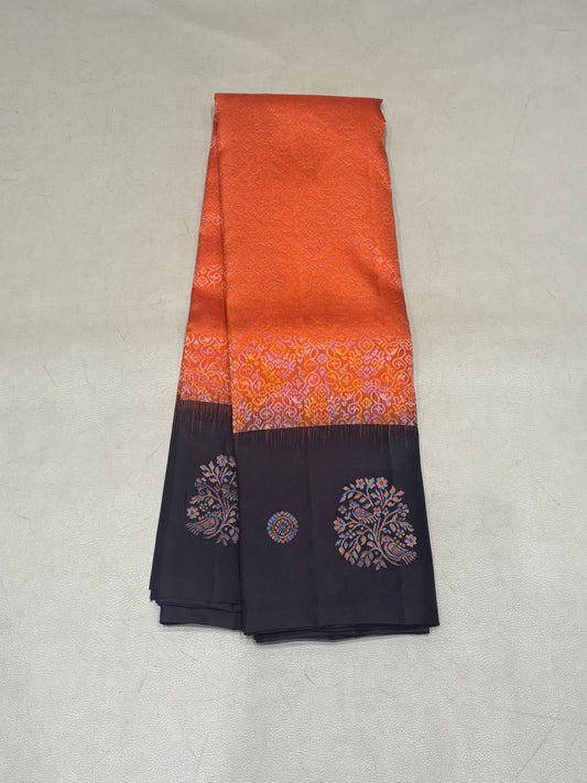 Eliya rust orange handloom softsilk saree - Pure silk saree- all self contrast - ASC1101
