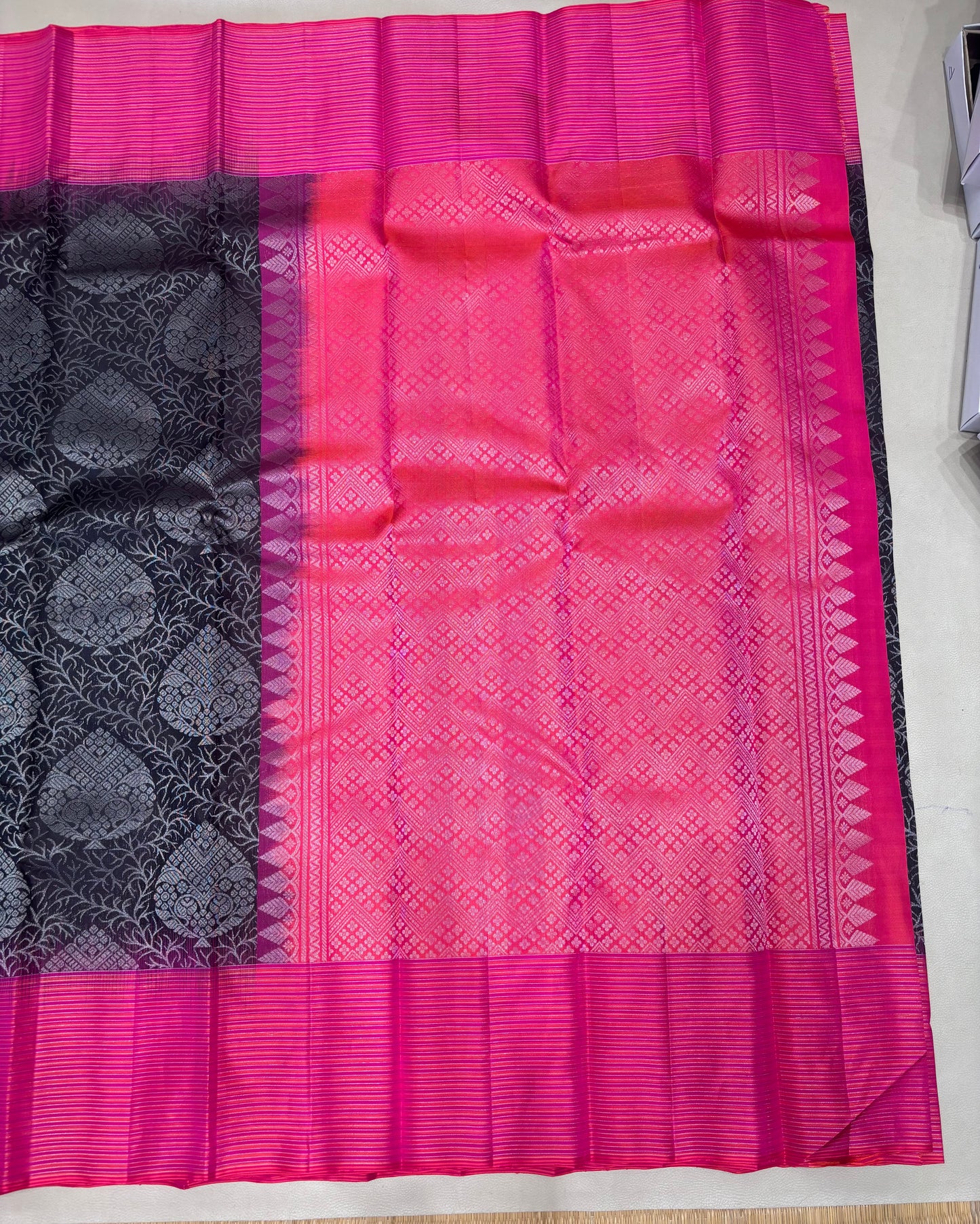 Tharvya handloom softsilk saree - Pure silk saree - all self contrast- ASC1101