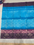 Kalai light blue brocade bridal softsilk saree- Pure silk saree
