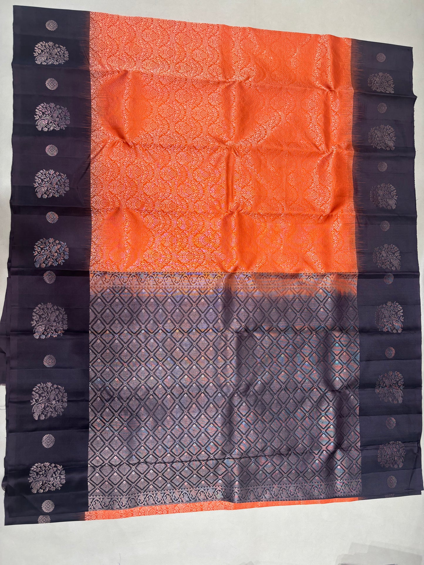 Eliya rust orange handloom softsilk saree - Pure silk saree- all self contrast - ASC1101