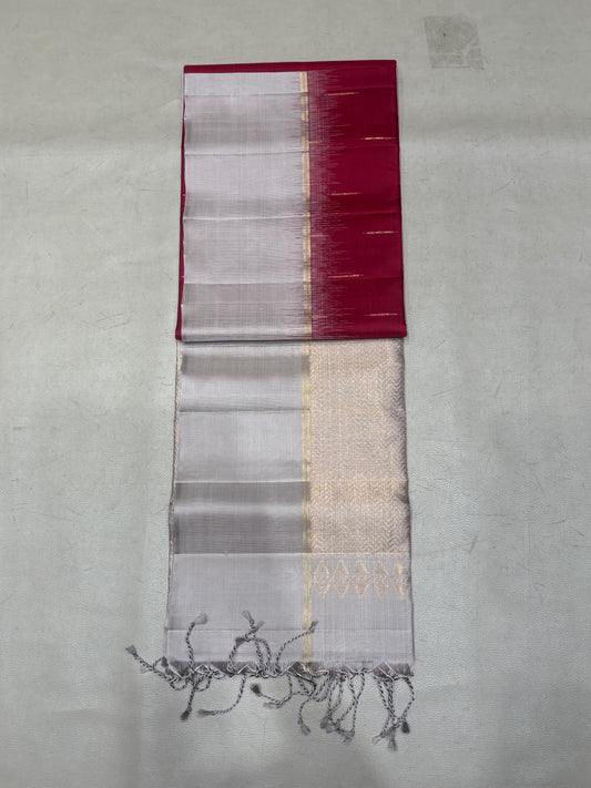 Vamika red handloom softsilk saree - Pure silk saree- contrast color