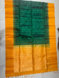 Leelavathi green & yellow softsilk saree - Pure silk saree-AB101
