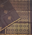 Kolam dark brown softsilk saree - dark coffee brown color body, pallu , blouse pure silk saree