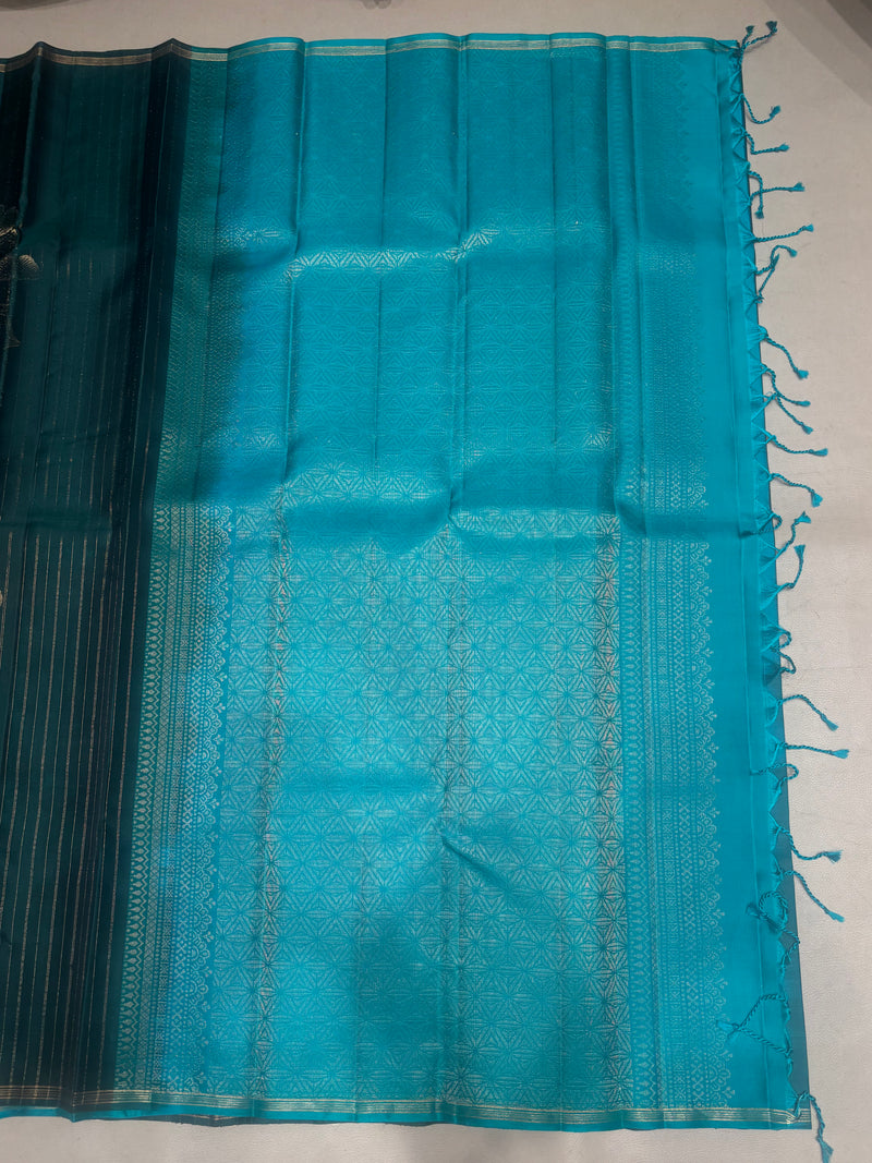 Tahini bottle green handloom softsilk saree - pure silk saree