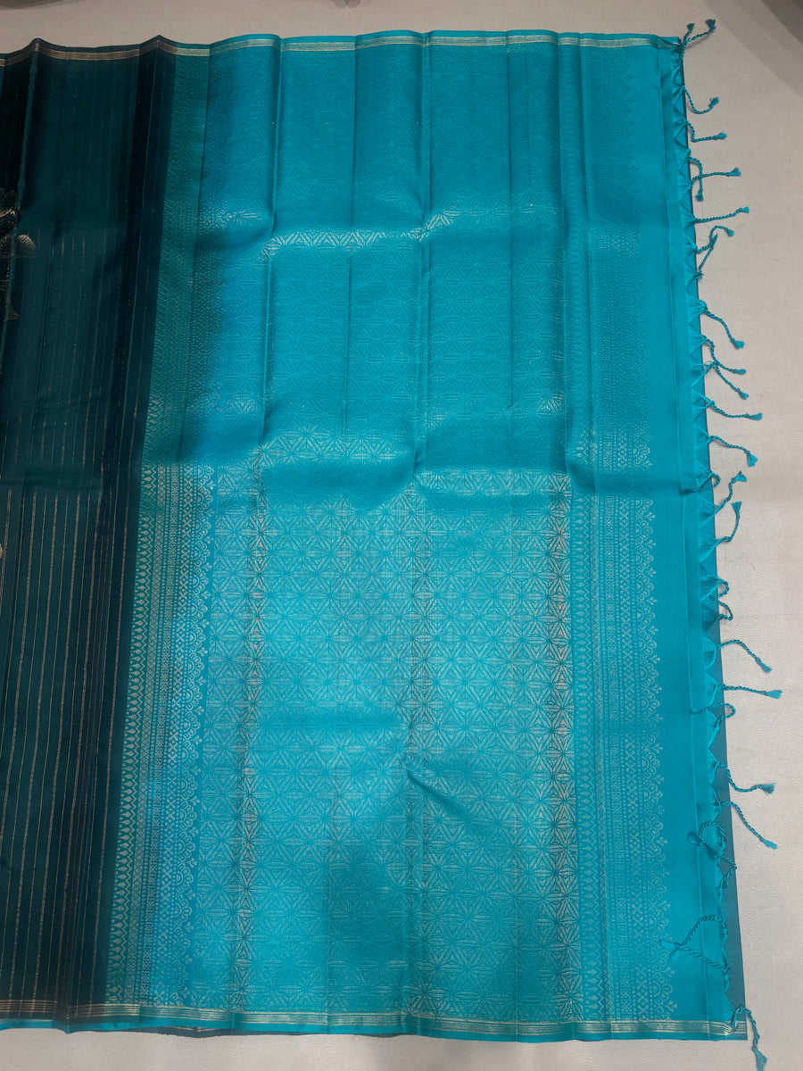 Tahini bottle green handloom softsilk saree - pure silk saree