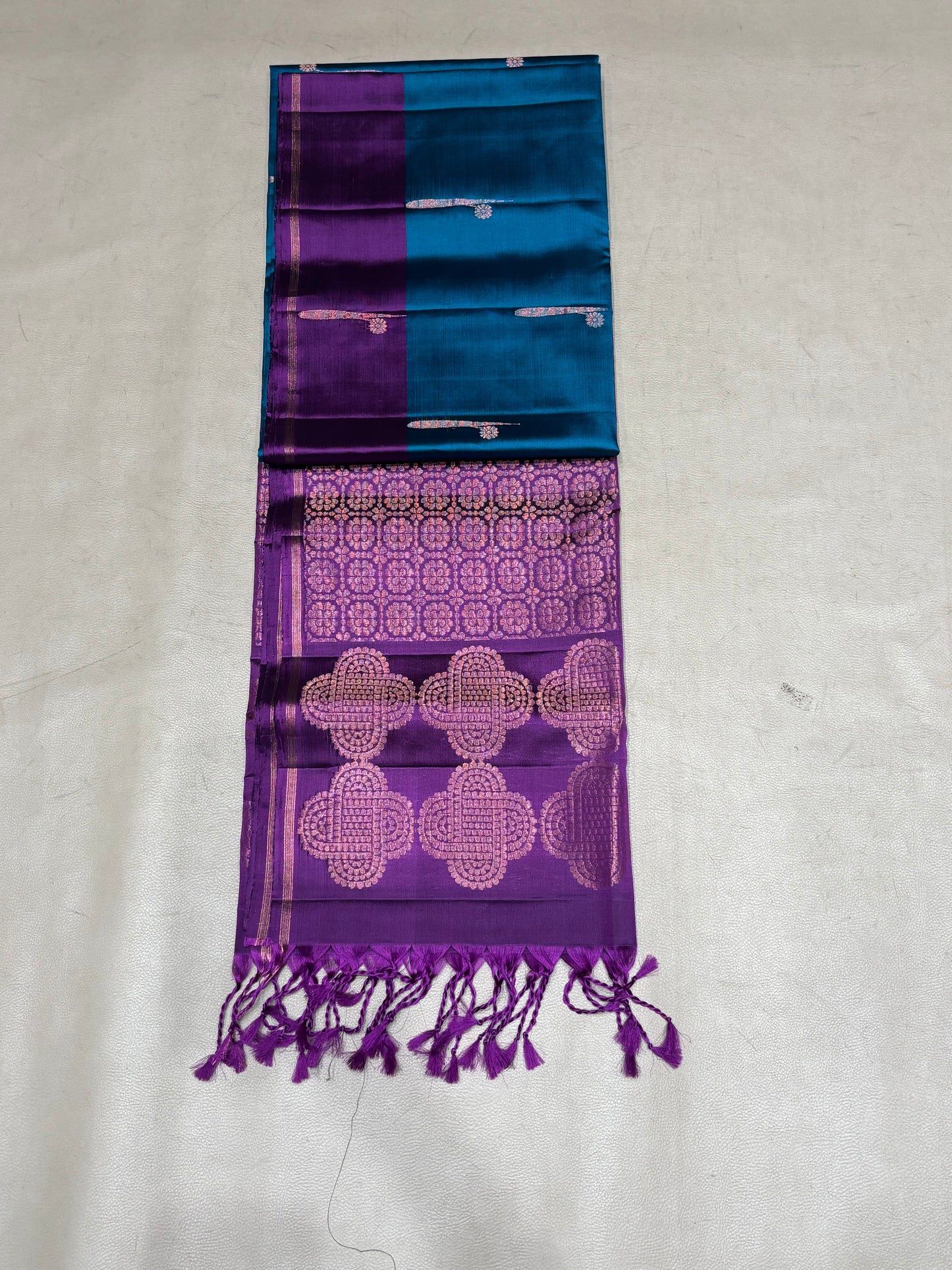 Thenkodi blue & purple handloom softsilk saree - Pure silk saree-AK1117