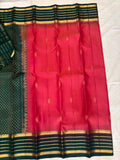 Suhitha pink & bottle green handloom softsilk saree- Pure silk saree-AK1110-AV101
