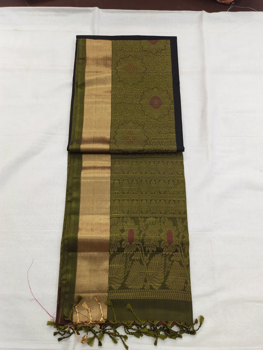 Karunguzhali handloom softsilk saree - Pure silk saree- AK1103