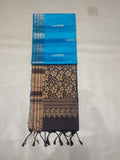 Ponvalli blue handloom softsilk saree - Pure silk saree-AK1113